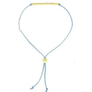 Gold Beaded Bracelet with Periwinkle Cord